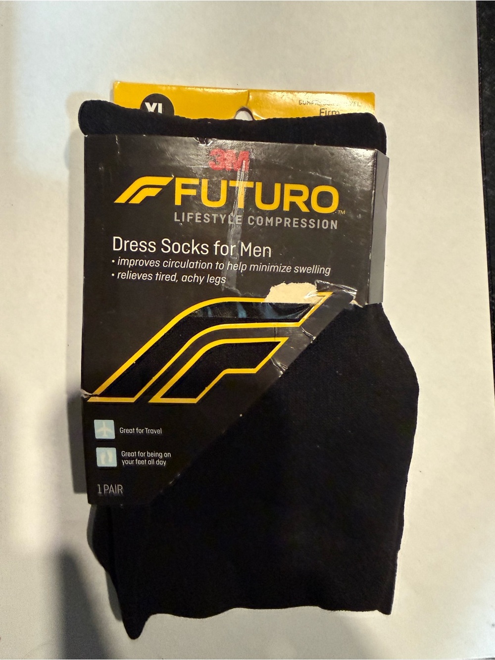 3M Futuro Dress Socks Men's XL Black Knee High Graduated Compression Travel